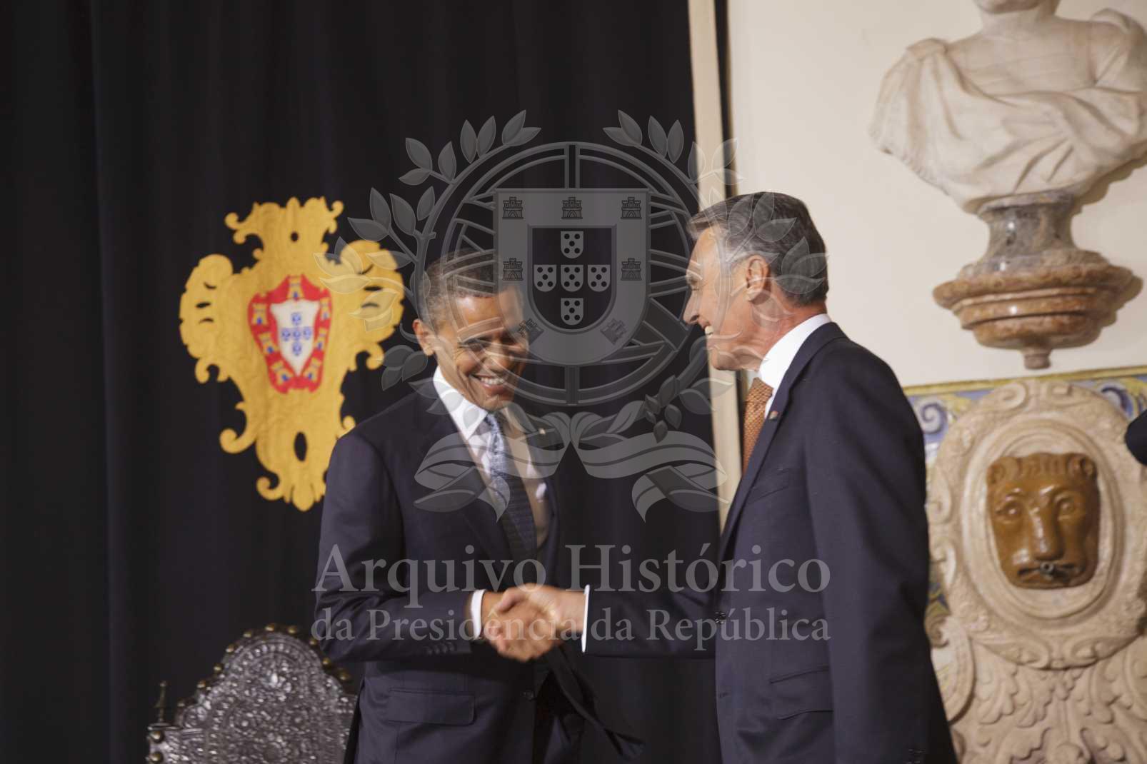 A 19 DE NOVEMBRO DE 2010 - O Presidente da República, Aníbal Cavaco Silva, recebe o Presidente dos Estados Unidos da América, Barack Obama