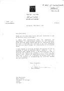 Carta do Presidente do Estado de Israel, Ezer Weizman, dirigida ao Presidente da República, Mário Soares, agradecendo convite para visitar oficialmente Portugal, o que muito o honrará caso surja oportunidade, mas reafirmando o seu compromisso de tomada de posse, de que o seu tempo no cargo seria dedicado a visitar o seu país e a conversar com os seus cidadãos.