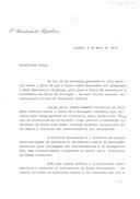 Carta (cópia) do Presidente da República Ramalho Eanes, dirigida a Sua Santidade o Papa João Paulo II, assinalando os "oito séculos sobre a data em que o Santo Padre Alexandre III promulgou a Bula Manifestis Probatum, pela qual a Santa Sé reconheceu a existência do Reino de Portugal" e os oitocentos anos de relações entre Portugal e a Santa Sé.