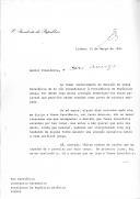 Carta do Presidente da República, António Ramalho Eanes, dirigida ao Presidente da República Helénica, Constantin Karamanlis, reafirmando a sua estima pela figura do presidente grego, por ocasião da sua tomada de decisão de não se recandidatar ao cargo de chefe de Estado da Grécia, dando assim "um exemplo de integridade moral", ao nível da ação política, interna e externamente.