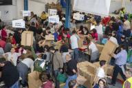 O Presidente da República Marcelo Rebelo de Sousa na sede do Banco Alimentar Contra a Fome, em Lisboa, para acompanhar as últimas horas de trabalho dos voluntários e se inteirar sobre os resultados preliminares da recolha de alimentos, a 1 de dezembro de 2019