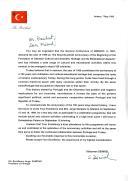 Carta do Presidente turco, Süleyman Demirel, dirigida ao Presidente da República de Portugal, Jorge Sampaio, convidando-o a estar presente em Istambul, nos dias 15 e 16 de setembro de 1999, para 2 dias de visita para participar no programa das comemorações dos 700 anos da formação da Civilização e da Cultura Otomanas.