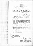 Carta do Presidente da República Popular de Angola, Dr. Agostinho Neto, endereçada ao Presidente da República Portuguesa, Ramalho Eanes, remetendo Curriculum Vitae de Adriano João Sebastião, escolhido como futuro Embaixador de Angola em Portugal, conforme decisão do Bureau Político do Comité Central do MPLA - Partido do Trabalho.