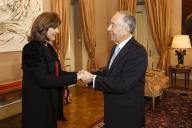 O Presidente da República Marcelo Rebelo de Sousa, recebe, em audiência no Palácio de Belém, a Ministra dos Negócios Estrangeiros da Colômbia, Maria Angeles Holguín, a 23 de fevereiro de 2017