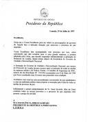 Carta do Presidente da República de Angola, José Eduardo dos Santos, endereçada ao Presidente da República Portuguesa, Jorge Sampaio, dando conta das "preocupações do governo de Angola face à delicada situação que atravessa o processo de paz" depois da UNITA ter suspendido unilateralmente a aplicação do Protocolo de Lusaka, depois da investidura do novo Governo de Unidade e Reconciliação Nacional e solicitando a sua intervenção ao nível da reunião do Conselho de Segurança e sugerindo "maior firmeza" da parte de Portugal na defesa e adoção de medidas que aumentem a  pressão sobre a direção e o presidente da UNITA, Jonas Savimbi.