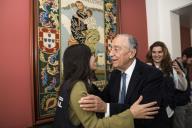 O Presidente da República, Marcelo Rebelo de Sousa, participa, no Instituto São João de Deus em Lisboa, no encontro dos voluntários da Plataforma de Apoio aos Refugiados (PAR), a 18 de fevereiro de 2018.