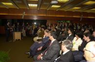 O Presidente da República, Jorge Sampaio, assiste ao lançamento do livro "A Sociedade em Rede em Portugal", de Gustavo Cardoso, na Fundação Calouste Gulbenkian, a 10 de maio de 2005