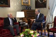 O Presidente da República Marcelo Rebelo de Sousa recebe, em audiência no Palácio de Belém, o ex-Presidente do Governo de Espanha, Felipe González, a 1 de abril de 2019