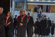 O Presidente da República Marcelo Rebelo de Sousa na Cerimónia de abertura do ano académico 2017-2018 na Universidade de Lisboa, que decorre na Aula Magna da Reitoria. A Cerimónia ~e antecedida pela Tomada de Posse do Reitor António Cruz Serra, reeleito para novo mandato, a 20 de setembro de 2017