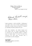 Carta do Presidente da República Popular de Moçambique, Joaquim Chissano, em resposta a convite que lhe foi endereçado pelo Presidente da República Portuguesa, Mário Soares, lamentando não poder participar no I Congresso da Cooperação Portuguesa, promovido pela ELO, e designando o seu Ministro da Cooperação, Jacinto Veloso, para o representar na ocasião.