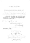 Decreto que exonera, sob proposta do Governo, o ministro plenipotenciário de 1.ª classe Paulo Couto Barbosa do cargo de Embaixador de Portugal em Telavive [Israel].