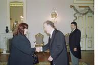 O Presidente da República, Jorge Sampaio, recebe as credenciais da Embaixadora da República Dominicana, Marina Isabel Cáceres de Estévez, a 20 de setembro de 2002