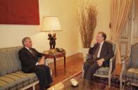 Apresentação de cumprimentos de Natal ao Presidente da República, Jorge Sampaio, pelo Presidente do Supremo Tribunal Administrativo, Manuel Fernandes dos Santos Serra, a 19 de dezembro de 2000