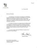 Carta da Governadora Geral do Canadá, Adrienne Clarkson, dirigida ao Presidente da República, Jorge Sampaio, felicitando-o pela sua reeleição e convidando-o a efetuar uma visita de Estado ao seu país em maio de 2001, por ocasião das comemorações dos 500 anos da chegada do descobridor português Gaspar Corte-Real à Terra Nova.