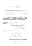 Decreto que nomeia, sob proposta do Governo, o ministro plenipotenciário de 1.ª classe Francisco Domingos Garcia Falcão Machado para o cargo de Embaixador de Portugal em Kinshasa [República Democrática do Congo].