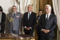 O Presidente da República e Comandante Supremo das Forças Armadas, Marcelo Rebelo de Sousa, confere posse ao Chefe do Estado-Maior da Armada (CEMA), Almirante António Maria Mendes Calado, a 1 de março de 2018.