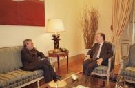 Apresentação de cumprimentos de Natal ao Presidente da República, Jorge Sampaio, pelo Presidente do Tribunal de Contas, Alfredo José de Sousa, a 19 de dezembro de 2000