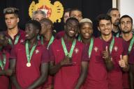 O Presidente da República Marcelo Rebelo de Sousa recebe os campeões europeus de futebol sub-19, a 31 de julho de 2018 