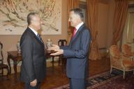 O Presidente da República, Aníbal Cavaco Silva, recebe em audiência o Vice-Presidente da Conferência Consultiva Política do Povo Chinês e Ex-Chefe do Executivo da Região Administrativa Especial de Macau, Edmund Ho, a 5 de junho de 2012