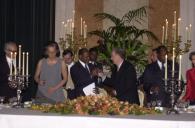 Jantar oferecido pelo Presidente Jorge Sampaio ao Presidente de Moçambique, Joaquim Chissano, no Palácio Nacional da Ajuda, por ocasião da visita de Trabalho de Joaquim Chissano a Portugal, a 3 de maio de 2004