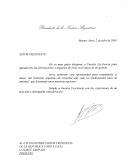 Carta do Presidente da Argentina, Nestor Carlos Kirchner, dirigida ao Presidente da República, Jorge Sampaio, agradecendo os votos de felicitações remetidos por ocasião do início do seu mandato e assegurando os desejos do governo argentino em estreitar os laços que unem as duas nações.