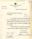 Ofício n.º 11 do Protocolo do Ministério dos Negócios Estrangeiros, dirigida ao Secretário da Presidência da República, remetendo diploma relativo à condecoração da Ordem Nacional do Cedro do Líbano atribuída ao Chefe do Estado e entregue pelo Embaixador do Líbano em Paris ao Embaixador Marcello Mathias. 