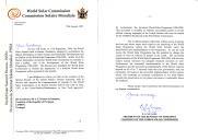 Carta do Presidente da República do Zimbabué, Robert Mugabe, endereçada ao Presidente de Portugal, Jorge Sampaio, informando ter sido aprovado, por ocasião da Sessão Especial da Assembleia Geral das Nações Unidas, no dia 23 de junho de 1997, em Nova Iorque, o Programa Solar Mundial 1996-2005 e solicitando o seu apoio pessoal e também do governo português na implementação do programa de acesso generalizado aos serviços energéticos.