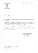 Carta do Primeiro Ministro do Grã-Ducado do Luxemburgo, Jean-Claude Juncker, dirigida ao Presidente de Portugal, Jorge Sampaio, felicitando-o pela sua reeleição.
