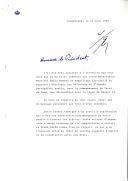 Carta do Grão-Duque do Luxemburgo, Jean, endereçada ao Presidente da República, Ramalho Eanes, acusando e agradecendo a oferta de um fac-simile do manuscrito descrevendo os navios da Armada Portuguesa sob o comando de Vasco da Gama durante o reinado de D.Manuel I, que lhe foi entregue pessoalmente pelo Embaixador português Empis Wemans.