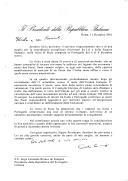 Carta do Presidente da República Italiana, Carlo Ciampi, dirigida ao Presidente da República de Portugal, Jorge Sampaio, manifestando "caloroso agradecimento" da sua parte e de sua mulher pelo acolhimento que lhes foi reservado pelo casal presidencial português por ocasião da Visita de Estado a Portugal, entre 4 e 6 de dezembro.