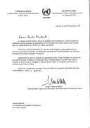 Carta de Sérgio Vieira de Mello, Representante Especial do Secretário-Geral das Nações Unidas para Timor [UNTAET], dirigida ao Presidente da República Portuguesa, Dr. Jorge Sampaio, ao chegar a Díli, agradecendo a audiência que lhe concedeu e o jantar que lhe ofereceu, no Palácio de Belém, no dia 9 de novembro de 1999.