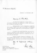 Carta do Presidente da República, Mário Soares, endereçada ao General Gnassingbé Eyadema, Presidente da República Togolesa, agradecendo o convite que lhe foi feito para estar presente nas cerimónias do 20º aniversário da Libertação Nacional do Togo, em Lomé, lamentando não poder estar presente por outros compromissos de agenda.
