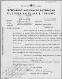 Ofício n.º 91 do Sub-Diretor do Secretariado Nacional da Informação, Cultura Popular e Turismo (3.ª repartição), dirigido ao Comandante Jaime Atias [sic], solicitando o envio de 2 bilhetes para o comboio presidencial, em nome do operador cinematográfico, Manuel Luiz Vieira e do seu ajudante, Cirilio Costa, da Sociedade Portuguesa de Atualidades Cinematográficas, ao serviço do Secretariado, para a filmagem da viagem do Presidente da República ao Porto, no dia 6 de fevereiro de 1949.