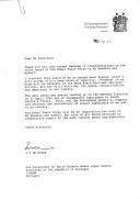 Carta do Presidente da República da África do Sul, F.W. De Klerk, dirigida ao Presidente da República de Portugal, Mário Soares, agradecendo a mensagem de felicitações que lhe foi endereçada por ocasião da atribuição do Prémio Nobel da Paz, junto com Nelson Mandela.