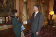 O Presidente da República, Aníbal Cavaco Silva, recebe em audiência a eurodeputada Prof.ª Doutora Maria do Céu Patrão Neves, autora do relatório do Parlamento Europeu sobre o Livro Verde para a Reforma da Política Comum de Pescas, a 6 de abril de 2010