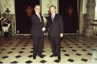 Audiência concedida pelo Presidente da República, Jorge Sampaio, ao Presidente da Antiga República Jugoslava da Macedónia, Kiko Gligorov, seguida de almoço, a 4 de setembro de 1998
