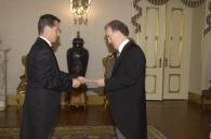 O Presidente da República, Jorge Sampaio, recebe credenciais de novos embaixadores em Portugal, a 26 de fevereiro de 2004