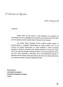 Carta do Presidente da República, Jorge Sampaio, dirigida ao Presidente da República de Angola, José Eduardo dos Santos, em resposta à sua carta de 29 de julho de 1997, assegurando que compartilha das preocupações nela manifestadas sobre o estado atual do processo de paz angolano e "que Portugal, na sua tripla qualidade de país amigo e fraterno, de integrante da "troika" dos países observadores e de membro não permenente do Conselho de Segurança" continuará a agir em conformidade com as posições e decisões do Conselho de Segurança.