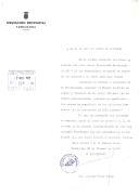 Carta do Presidente da "Diputation Provincial" de Tarragona, António Soler Morey, dirigida ao Chefe de Estado de Portugal dando a conhecer a moção adotada em sessão ordinária do mesmo órgão, visando expressar ao povo lusitano o seu afeto e apoio nas horas trágicas vividas recentemente.