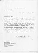 Carta da Presidente da República da Nicarágua, Violeta B. de Chamorro, endereçada ao Presidente da República de Portugal, Mário Soares, lamentando ter-se visto obrigada a cancelar a visita prevista a Portugal devido a obrigações inadiáveis do seu governo que exigem a sua presença em Manágua nos dias planeados para a viagem a Lisboa.