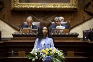 O Presidente da República Marcelo Rebelo de Sousa preside, na Sala do Senado da Assembleia da República, à Cerimónia de entrega do Prémio Norte-Sul do Conselho da Europa de 2018, durante a qual entrega os prémios aos laureados Jaha Mapenzi Dukureh e Damien Carême, a 13 de setembro de 2019