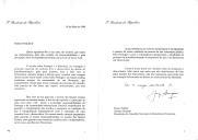 Carta do Presidente da República, Jorge Sampaio, dirigida Xanana Gusmão, Presidente do Conselho Nacional da Resistência Timorense, agradecendo a sua carta sobre o acordo de Nova Iorque, assinado entre Portugal e a Indonésia, consagrando "o princípio essencial do exercício livre e democrático do direito de autodeterminação" pelo povo timorense.