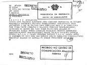 Telex do Alto Comissário de Angola dirigido ao Presidente da República manifestando o seu desagrado pelas palavras proferidas, em 28 de outubro 1975, pelo Almirante Rosa Coutinho numa assembleia do Movimento Unitário de Trabalhadores e Intelectuais, tornando mais complicada "a já complicada fase final deste complexo e delicado processo [de] descolonização".