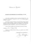 Decreto que estende ao território de Macau a Emenda à Convenção sobre o Regulamento Internacional para Evitar Abalroamentos no Mar, adotada em 1981.