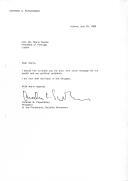 Carta de Andreas G. Papandreou, Presidente do Movimento Socialista Pan-helénico (PASOK), dirigida ao Presidente da República Portuguesa, Mário Soares, agradecendo mensagem de solidariedade, por ocasião de problemas de saúde e políticos, e assegurando o seu "regresso à luta".