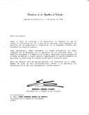 Carta do Presidente da República da Colômbia, Ernesto Samper Pizano, dirigida ao Presidente da República de Portugal, Jorge Sampaio, por ocasião do final do seu mandato e do seu governo, exprimindo a sua gratidão pela amabilidade e pela cooperação do chefe de Estado português e a sua satisfação no trabalho desenvolvido entre os dois no desenvolvimento das relações entre as duas nações.