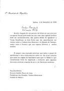 Carta do Presidente da República, Jorge Sampaio, dirigida ao Presidente dos Estados Unidos Mexicanos, Ernesto Zedillo Ponce de Léon, agradecendo oferta de 2 livros sobre a cultura dos Olmecas e os Murais de Tamayo e boneca oferecida pela Primeira Dama do México a Maria José Ritta.