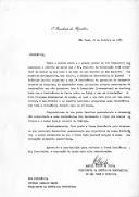 Carta do Presidente da República Democrática de S. Tomé e Príncipe, Dr. Manuel Pinto da Costa, dirigida ao Presidente da República Portuguesa, General Ramalho Eanes, endereçando, pela mão do Ministro da Cooperação santomense, convite e documentação anexa relativos à 1.ª Conferência de Parceiros de Desenvolvimento, a realizar-se em Bruxelas, certo de que Portugal quererá nomear uma delegação nacional à mesma.