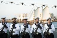 No Porto da cidade de Rostock, na Costa do Mar Báltico, o Presidente da República Marcelo Rebelo de Sousa participa, acompanhado do seu homólogo alemão Frank-Walter Steinmeier, no evento da abertura do Festival marítimo local, que desde há quase três décadas reúne embarcações históricas de vários países, a 8 de agosto de 2019