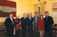 O Presidente da República, Jorge Sampaio, junto dos oradores da Conferência "Os Cidadãos e a Sociedade de Informação", Patrick Champagne, William Dutton, Stefano Rodotá e Brian Loader e acompanhantes, por ocasião do jantar no Palácio de Belém, no dia 9 de dezembro de 1999